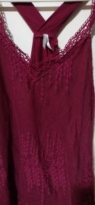 Sleeveless fuschia lacy embroidery type
